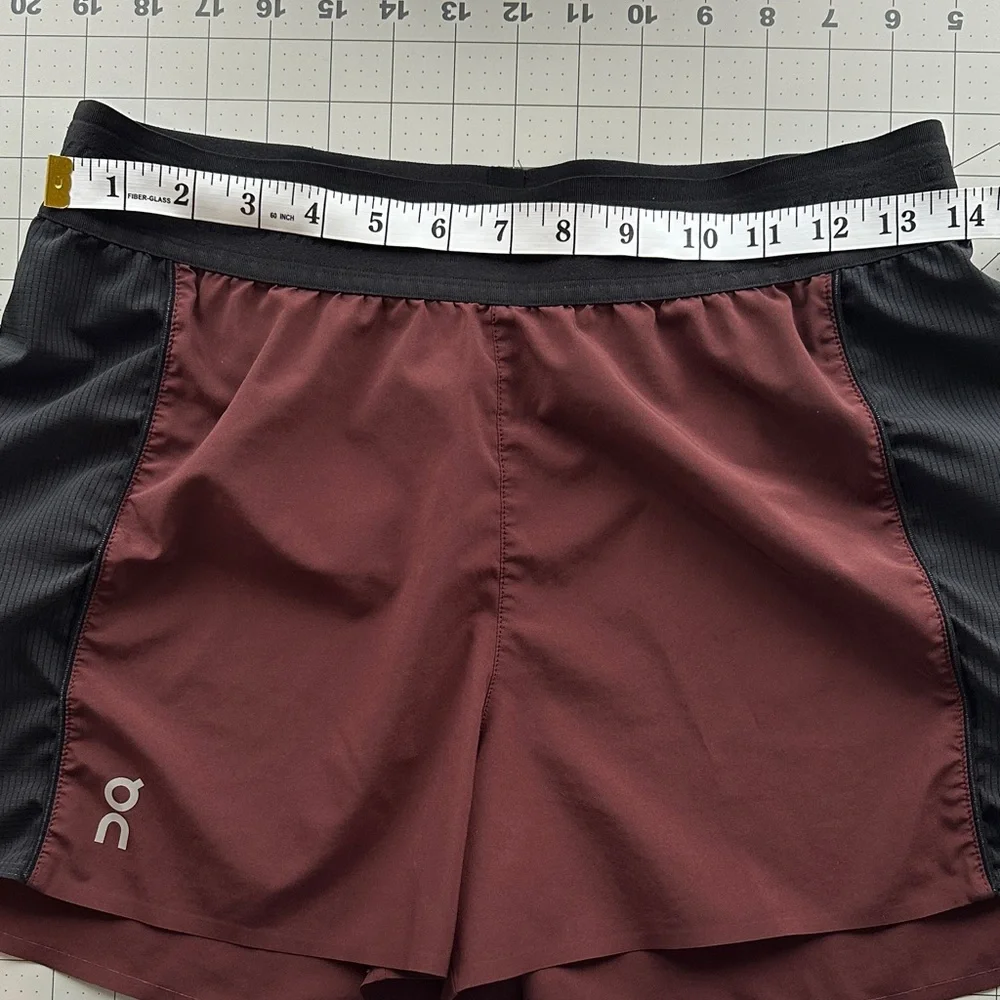 On Running Women's Black and Burgundy Athletic Shorts - Picture 3 of 9